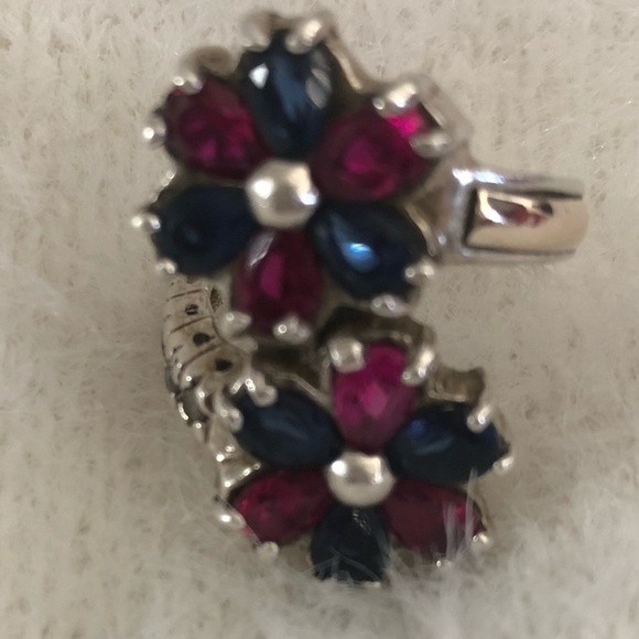 925 Silver Sterling two Rose design Ring - Picture 3 of 4